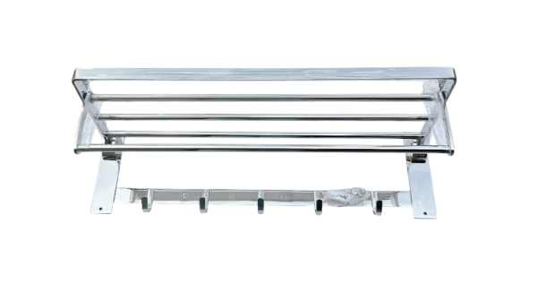 Giàn Khăn Inox Bóng Kèm Móc 304-2 (Hàng đẹp)