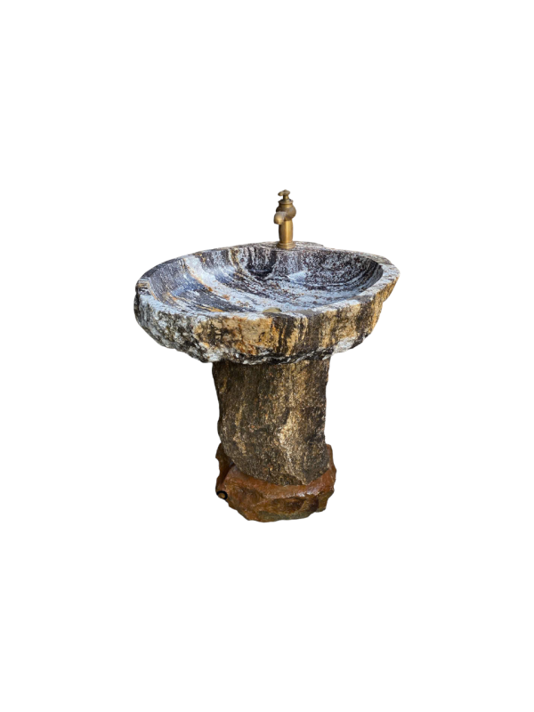 Chậu Chân Đá Cuội Nguyên Khối Mã 03