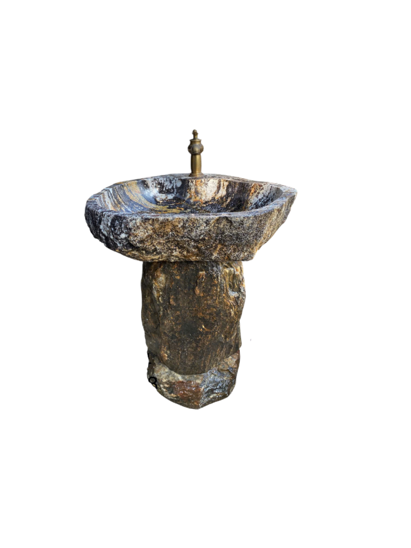 Chậu Chân Đá Cuội Nguyên Khối Mã 04