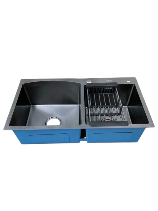 Chậu Rửa Bát 2 Hố Lệch - Màu Đen 8245-5