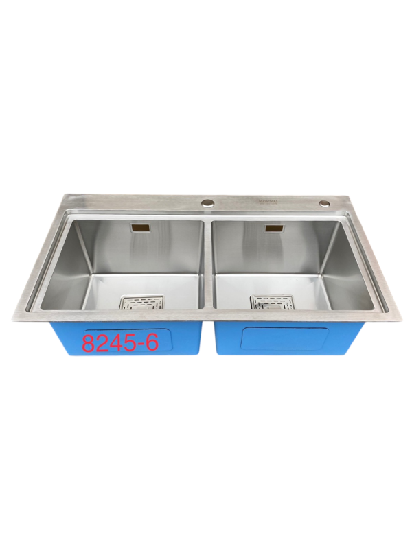 Chậu Rửa Bát 2 Hố Cân - Có Gờ 8245-6