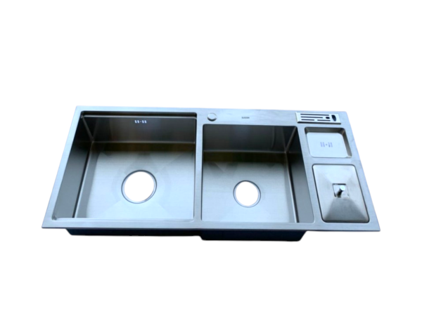 Chậu Rửa Bát Nhật 2 Hố Lệch 1 Hố Rác 102x45