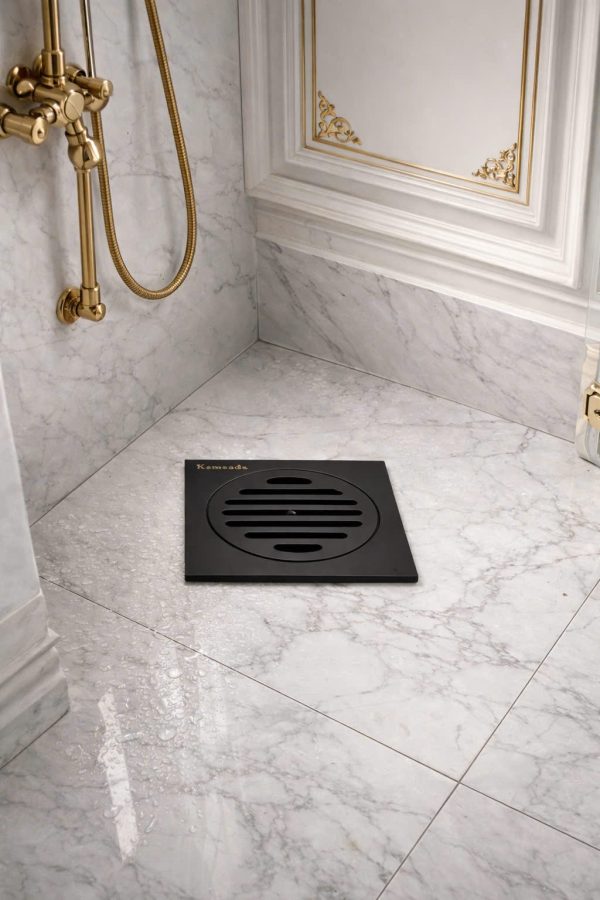 Ga Thoát Sàn Tròn Mạ Đen Inox 304  - Mặt 12x12
