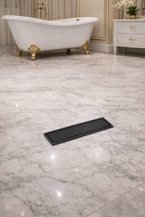 Ga Thoát Sàn Công Nghiệp 30x10 - Mạ Đen Âm Lỗ Thoát Giữa