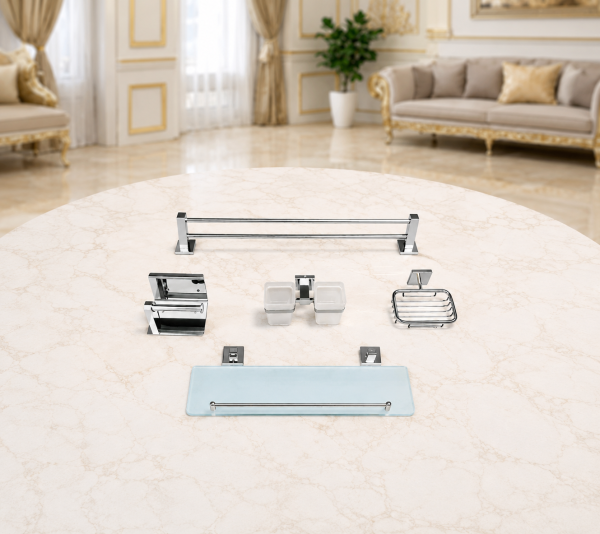 Bộ phụ kiện phòng tắm mạ chrome bóng inox 304