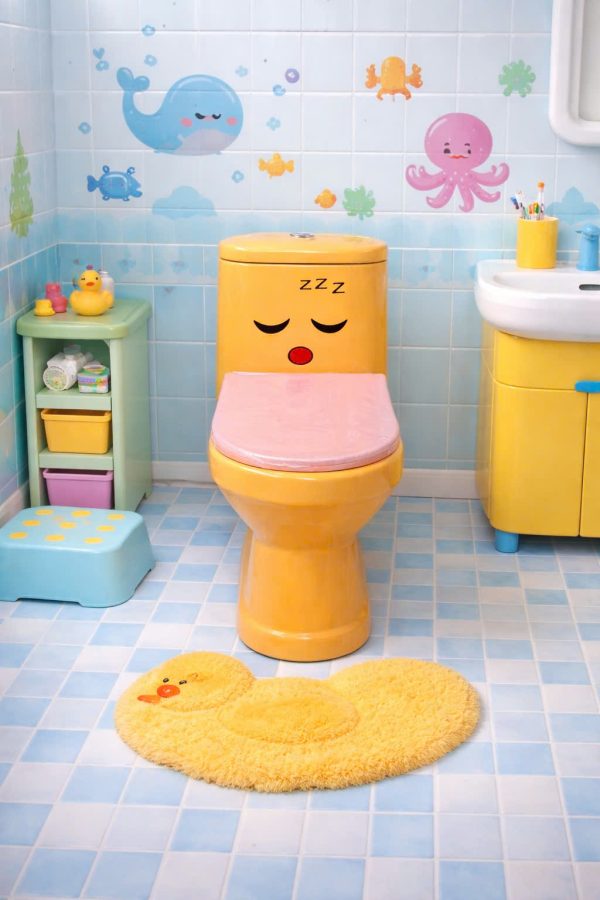 Bồn cầu trẻ em in hình ngộ nghĩnh màu cam 6666-1